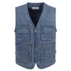 Men's Fishing Vest Stone Washed Denim Multi Pockets Outdoor Casual