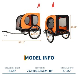 Unbranded Pet Trailer, Folding Pet Dog Trailer Cart for Bicycle, Bike Cargo Wagon Carrier