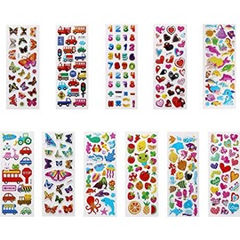 Pegatinas para Niños 500+ 3D Puffy Pegatinas, 22 Hojas Kid Stickers, Variedad de Pegatinas para Regalos Gratificantes Scrapbooking Que Incluye Animales, Peces, Dinosaurios, Números, Frutas, Aviones y Más