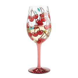 Enesco Lolita Mon Cherry Wine Glass, Pink,red,White