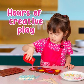 GirlZone Little Choco Delights Maker Kit, Chocolate Making Set for Kids with Candy Bar Molds, Lolly Sticks & Wrappers, Fun Creative Activity, Christmas & Holiday Gift for Girls Ages 8+