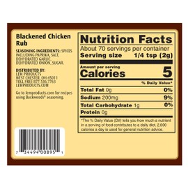LEM Products Backwoods Blackened Kickin' Chicken Rub, All-Purpose Seasoning and Rub, Ideal for Wild Game and Domestic Meat, 4.73 Ounce Shaker Bottle