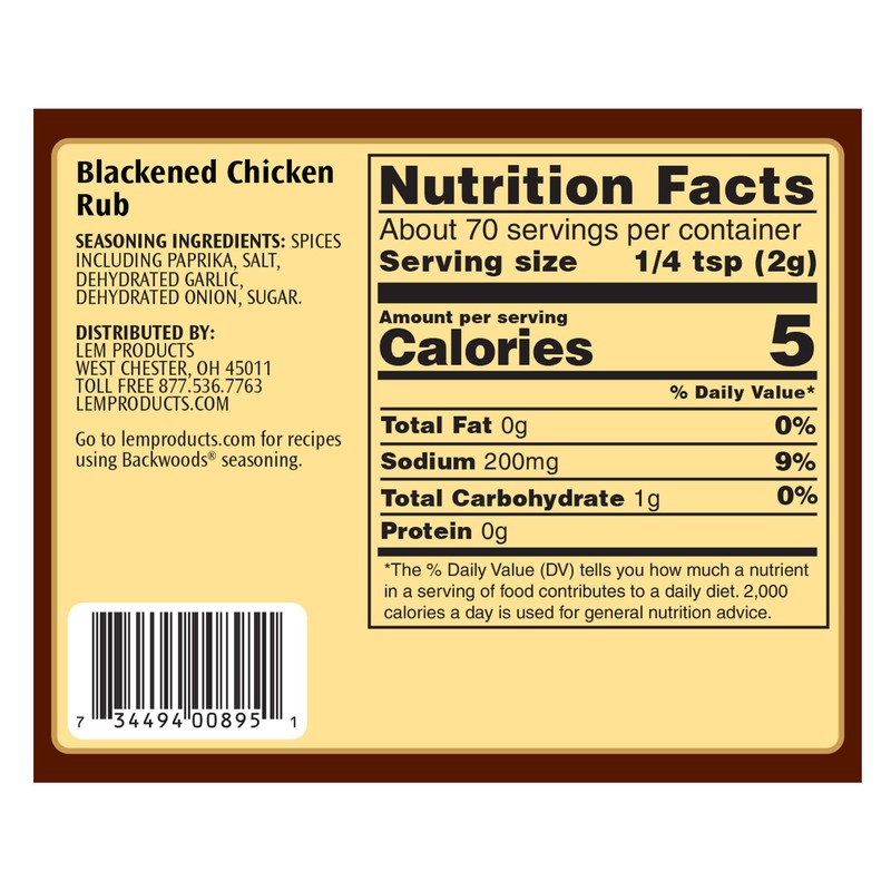 LEM Products Backwoods Blackened Kickin' Chicken Rub, All-Purpose Seasoning and