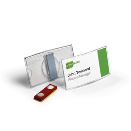 Durable Namensschild konvex (mit Magnet, 40 x 75 mm) Packung à 25 Stück, transparent, 812319