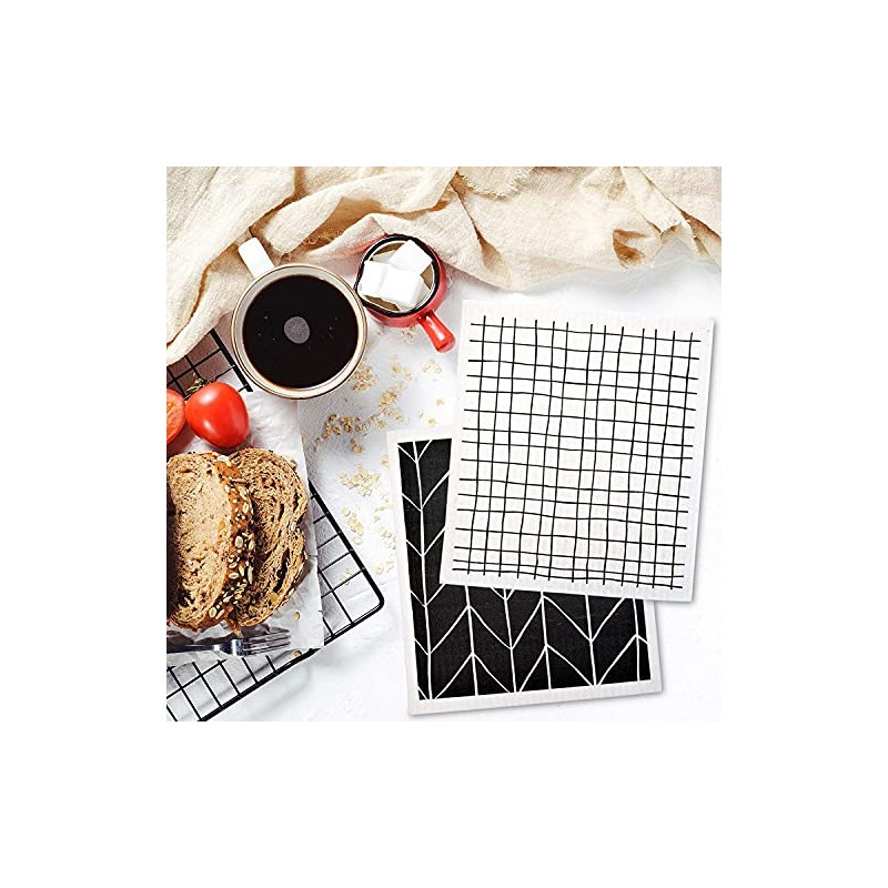 6 Pack Kitchen Scandi Lemon Swedish Dishcloths Towel 100% Eco