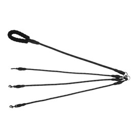 Dog Leash 360° Rotation Reflective Dog Walking Leash with Foam Handle for Hiking Camping Backyard BeachBlack 3 Heads