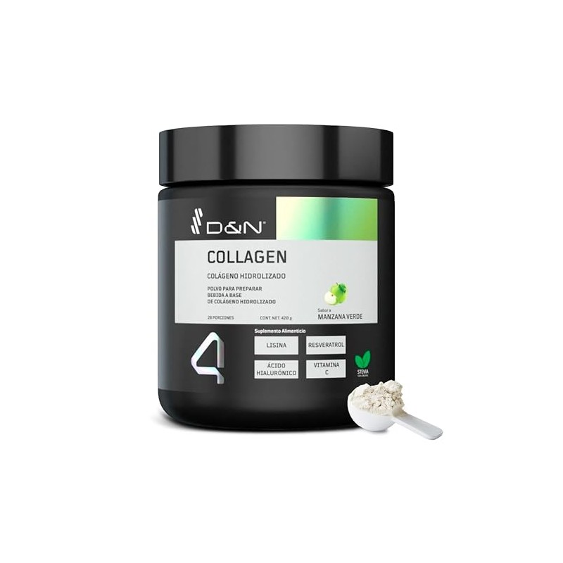 Colágeno Hidrolizado Polvo 420 Manzana Verde Vitamina Ácido Hialurónico Resveratrol