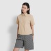 JAJU [JAJU] Women's Cotton Collar Short-Sleeve Shirt_Beige
