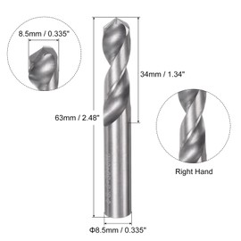 QUARKZMAN Solid Carbide Drill Bit 8.5mm (0.335") YG6X/C3 Micro Grain Carbide Twist Drill Bit with Straight Shank for Drilling Stainless Steel, Aluminum, Metal and Plastic