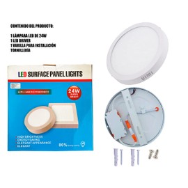 Lampara Led 24W de Techo Plafon Luz Blanca Redonda Ahorradora de Energía Contorno Metálico 29.4 CM
