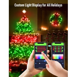 33Ft Fairy Lights Custom Effects, Dynamic Twinkle Lights for Christmas tree App Control, 44 Modes, RGB Color Changing Christmas Lights Music Sync for Bedroom Room Party Xmas Indoor Outdoor Decorations