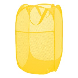 Aplter Pop Up Laundry Basket Mesh Collapsible Laundry Basket Foldable Popup Hamper for Bedroom, Dorms, Travel, Cruise, Yellow