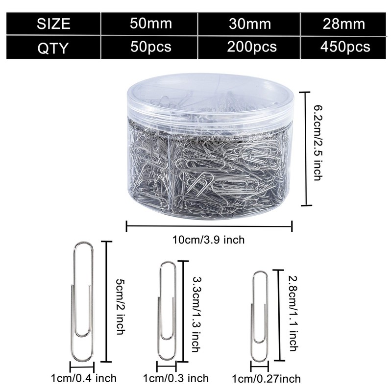 Paper Clips Metal Various Sizes Small Jumbo Medium Paper Clips