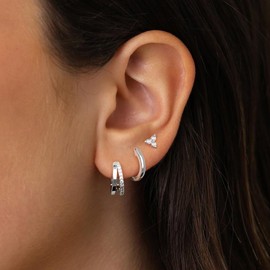 Poxtex Small Hoop Earrings for Women 925 Sterling SIlver Plated Stud Huggie Cartilage Earrings Set for Multiple Piercing Lightweight Hypoallergenic 925 Sterling Silver Jewelry for Gifts