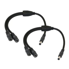 CERRXIAN 5.5/2.1MM 12V DC Power Splitter Cable 1 Male to 2 Female Connectors CCTV DC Power Splitter 1 Male to 2 Female Splitter Cable（0.3M）