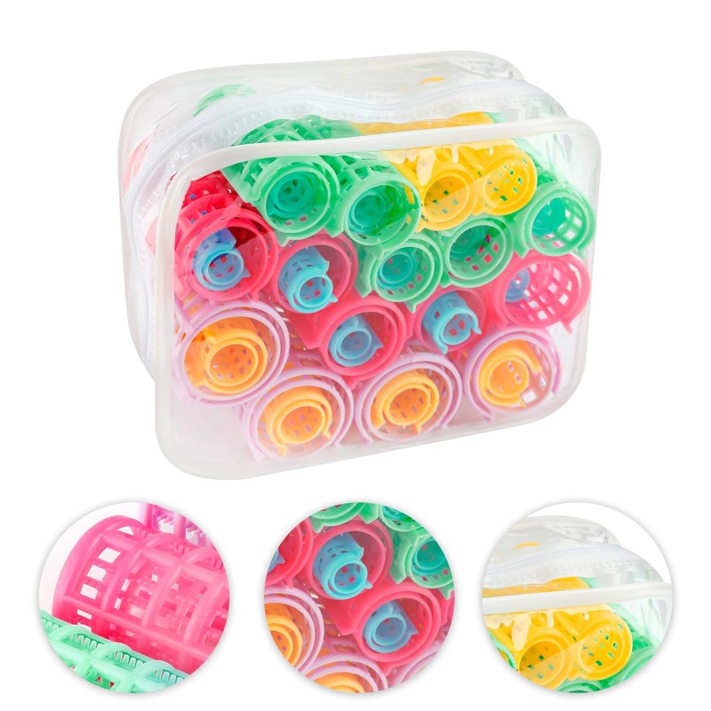 Bojueshaw 30pcs Self Grip Hair Rollers,5 Sizes Plastic Hair Rollers,No