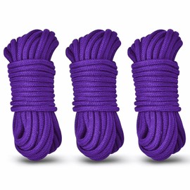 Multi-Purpose Guy Ropes, Washing Lines, Cord Kit - Comfort Cotton Cord, Robust Climbing Rope, 8 mm Multi-Purpose Rope Paracord for Tent, Camping, Hiking, Outdoor, DIY, Decoration (3 x 10 m, Purple)