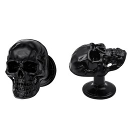VFAATING 6 pcs Creative Skull Knobs Pull Handle Cabinet Door Furniture Dresser Kitchen Wardrobe Single Hole Pulls Handles (Black)