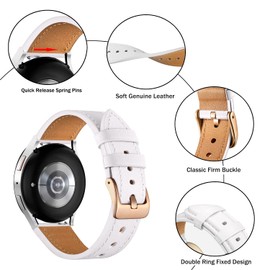 Issinlky Genuine Leather Strap Compatible with Galaxy Watch 40 mm 44 mm, 20 mm Strap for Watch 6 Classic/4 Classic/5 Pro/3 41 mm/Active 2/Active 40 mm/42 mm