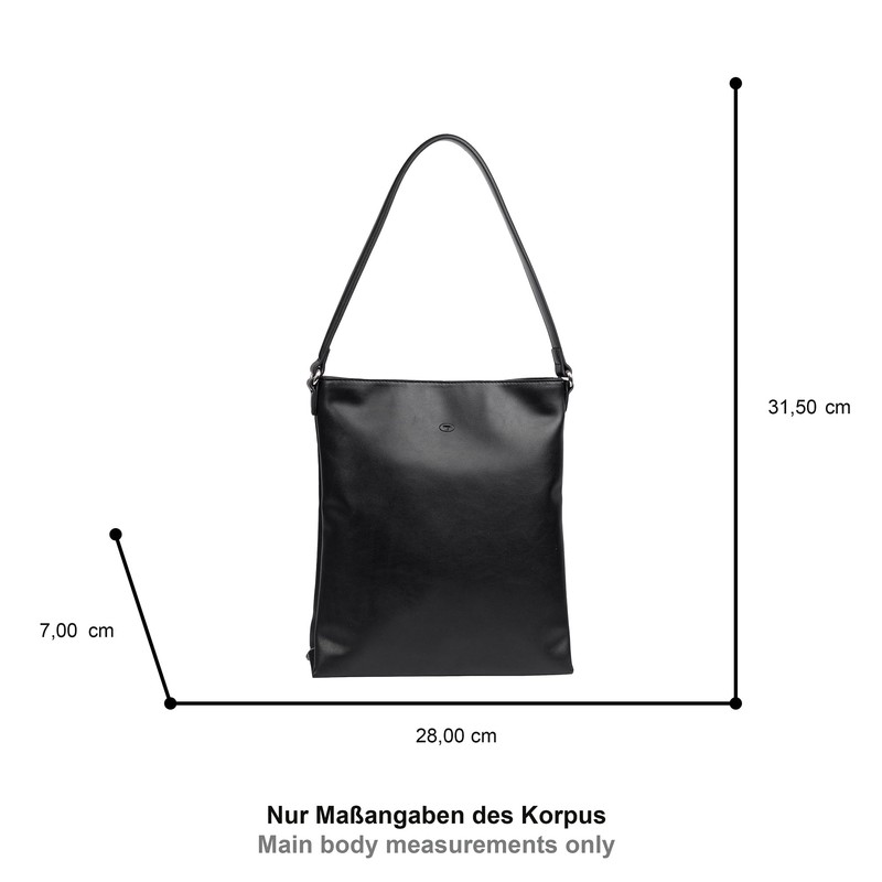 TOM TAILOR Ladies Poppy Black Shoulder Bag, black, M