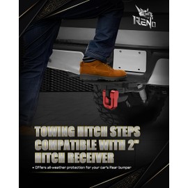 RENO Bumper Step Hitch Slider with 3/4" D-Ring Shackle Combo kit, 2" Receiver Hitch Slider Skid Protection 45,000 lbs Compatible with Soft Shackle for Trucks Off-Road Vehicle Towing Recovery (Black)