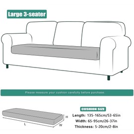 Sofa Seat Cushion Cover, Sofa Seat Cushion Cover, Stretch, Elastic Cushion Covers, Cover for Sofa Seat Cushion, Non-Slip Fabric Tartan (Large 3-Seater, Dark Grey)