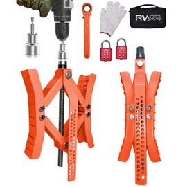 RVPNR RV Wheel Chock Stabilizer, Camper x chocks Travel Trailer, Tire chocks rv Trailer (2 Packs) with Ratchet, Socket Wrench and Password Locks (Red)