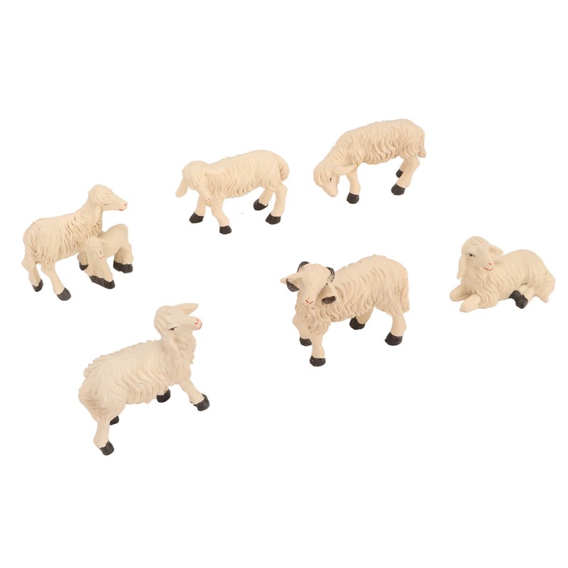 6Pcs Miniature Sheep Figurine Durable Resin Hand Painted UV Protection