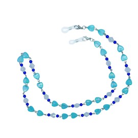 GoOpticians Blue Beaded Heart Women's Traditional Fasten Glasses Cord Necklace Glasses Cord Spectacle Chain