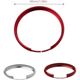 HTTYHT Two Rings Protective Key Ring Decorative Key for Remote Control Car Key Fob Metal for Mini R55 R56 R57 R58 R59 R60 (Silver + Red)