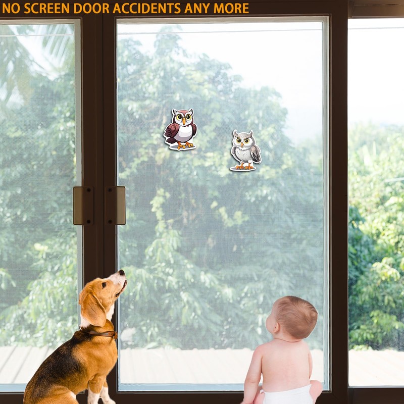 Screen Door Magnets Decal 2 Pairs (4pcs) Cute Owl Pattern