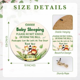 Shhh Baby Sleeping Hanging Decor For Front Door, Jungle Themed Do Not Knock Or Ring Doorbell Sign Wall Decor, Baby Bedroom Door Hanger Decoration, No Soliciting Sign Gifts For New Parents -02