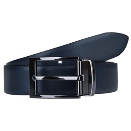 LLoyd Men's Leather Belt, Reversible Belt, Cambered, Black, Blue, Can Be Shortened 35 mm Leather Belt, Black/Blue, 100, Black / Blue
