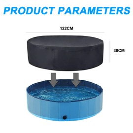 Round Swimming Dog Pool Cover - Foldable UV Resistant Accessories for Paddling Pool for kids, Dustproof Waterproof Scratch-Proof Hot Tubs Cover, Garden Outdoor Plastic Inflatable Tubs Lid