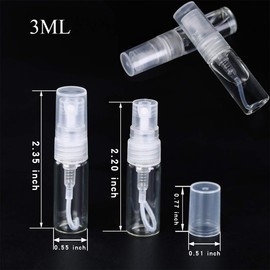 30Pcs 3ml 5ml 10ml Portable Mini Refillable Clear Glass Empty Sprayer Perfume Bottles Cosmetic Atomizers Spray Bottle Container for Travel Party Must Makeup Tool (30Pcs 3ml Glass Perfume Bottles)