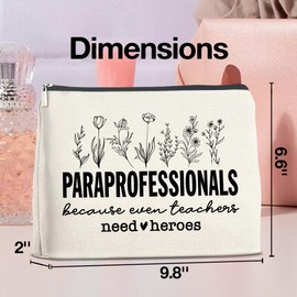 UPNEGE Paraprofessional Gifts for Women Makeup Bag, Para Teachers Gifts Professionals Because Even Teachers Need Heroes Cosmetic Bag Zipper Makeup Pouch