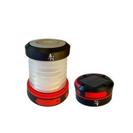 Asaeh Solar Camping Lantern Foldable Lamp Rechargeable by Solar Panel or USB Type-C LED Lights for Power Outage (Red)