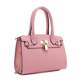 EVVE Women's Evening Bag Party Clutches Mini Satchel Purses Cocktail Prom Handbags with Chain and Lock, Pink
