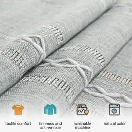 Luzzxfa Tassels Table Runner Grey Boho Decoration Vintage Farmhouse Style Cotton Linen Table Runner Modern Home Decor Washable Table Decoration Party Birthday Valentine's Day Wedding 33 x 143 cm