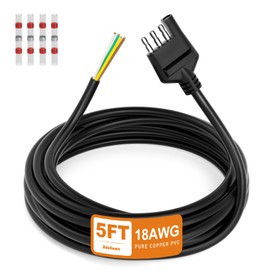 Adullama 4 Way Trailer Wiring Harness 5FT Jacketed Cable, 18AWG 4 Pin Flat Trailer Extension Connector Trailer Wire 4 pin Trailer Wiring Harness, Pure Copper