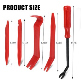 Wogomz 5PCS Auto Trim Removal Tool Kit, No-Scratch Plastic Pry Kit, Interior Fastener Remover Pry Tool Set for Car Door Clip Panel & Audio Dashboard Dismantle, Universal Car Accessories (Red)
