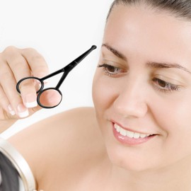 3 pares de tijeras para el pelo de la nariz, punta redondeada, tijeras para el pelo facial, tijeras de acero inoxidable, punta roma para cejas, nariz, bigote, barba, cepillado, Negro