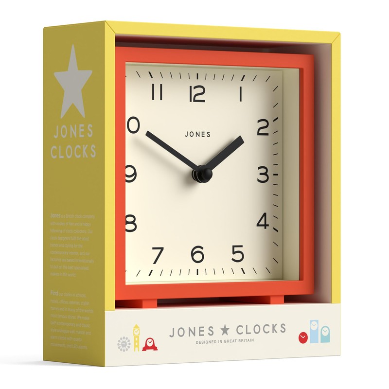 Jones Clocks® 'Disco' desk clock – sleek square design in
