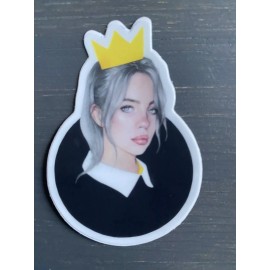 Billie  Eilish Vinyl Sticker Yellow Crown And Black Very High Quality 3”