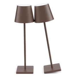 2 Packs LED Cordless Table Lamp, Rechargeable Battery Desk lamp 5500mAh Battery Operated Stepless Dimming Modern Portable Table Light for Restaurant/Table/Bedroom/Outdoor IP54 Waterproof (Rust Red)