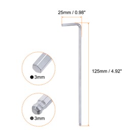 sourcing map 2pcs Ball End Hex Key Wrench 3mm L-Shape Extra Long Arm Hexagon Metric Wrenches Chrome Vanadium Steel Repairing Tool for Home Repair, Silver Tone