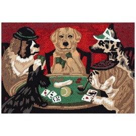 Liora Manne FrontPorch Indoor/Outdoor Hand Tufted Durable Area Rug - Contemporary Pet Animal Colorful (Poker Pups Multi) (2'6" x 4')