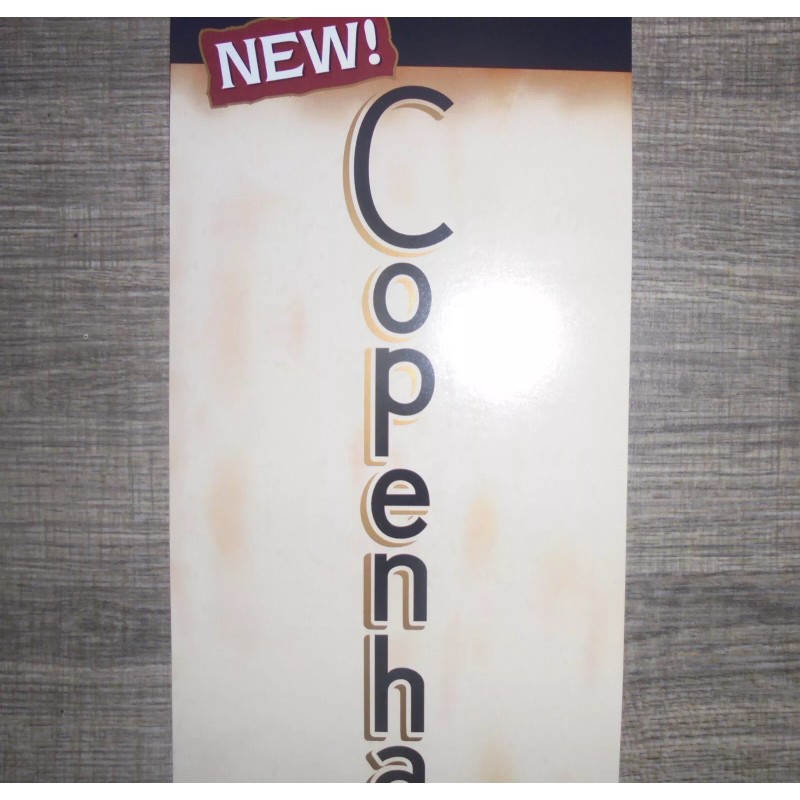 COPENHAGEN BLACKDOUBLE SIDED CARDBOARD STOCK SIGN 16.25 X 6"