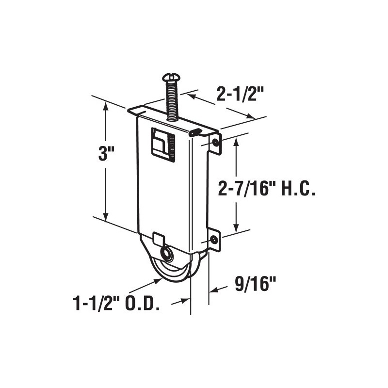 Prime-Line N 6630 Stamped Steel, Adjustable Mirror Door Roller Assembly,