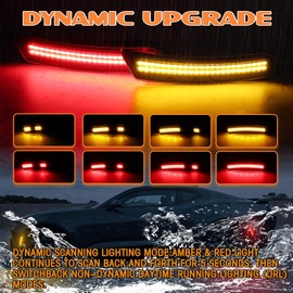 AreLokpri Dynamic Front Rear Bumper Side Marker Lights Compatible with Chevy Camaro 2016-2023, Dual Rows LED Fender Sidemarker Lamps, Reflectors Amber Red Smoked Lens 4PCS